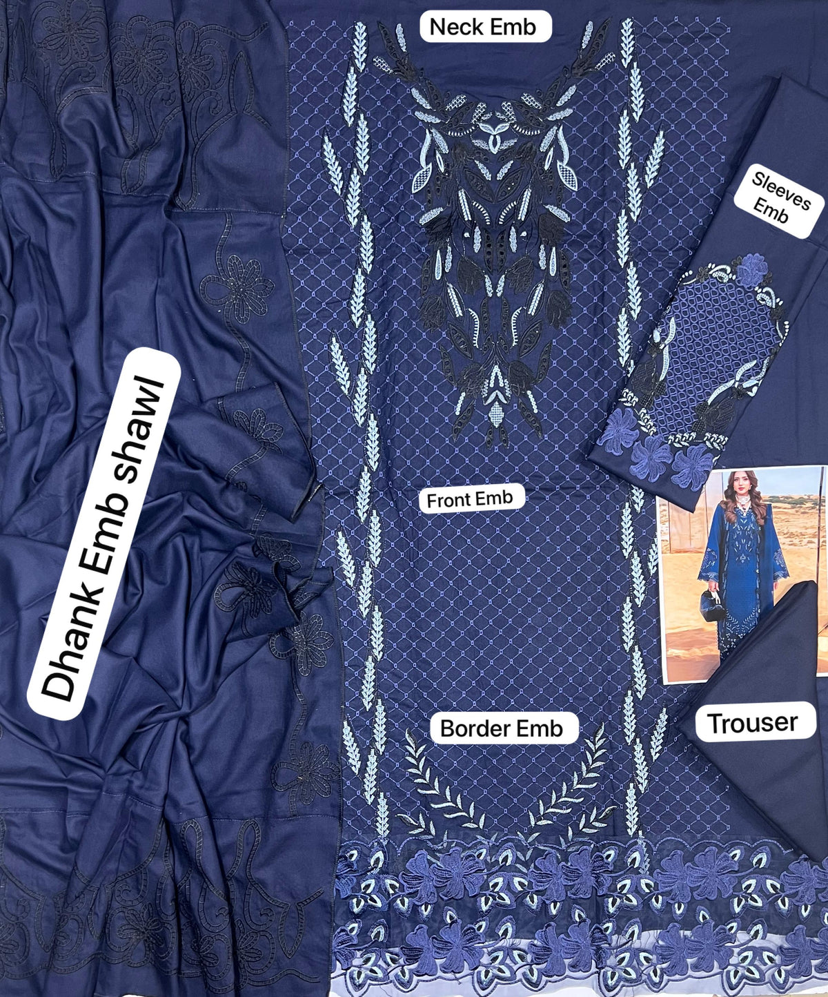 Rang Rasiya Premium Dhanak 3-Piece Embroidered Suit | Winter Collection 2026