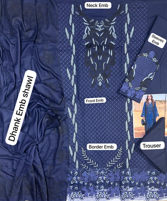 Rang Rasiya Premium Dhanak 3-Piece Embroidered Suit | Winter Collection 2026