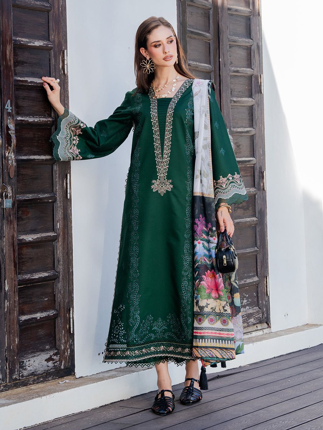 Izel NF-1304 – Premium Dhanak Chikankari Embroidered Winter 3-Piece