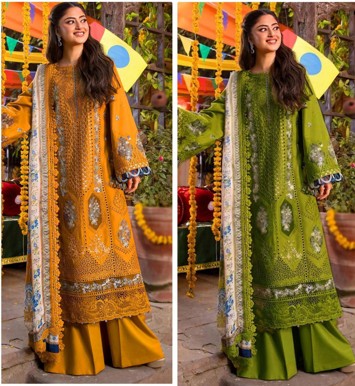 Naqshkar Dhanak Collection NF-3010 – 3PC Embroidered Suit (Mustard)