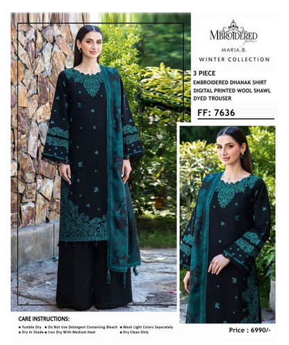 Maria.B FF:7636 – Dhanak Embroidered Winter Suit
