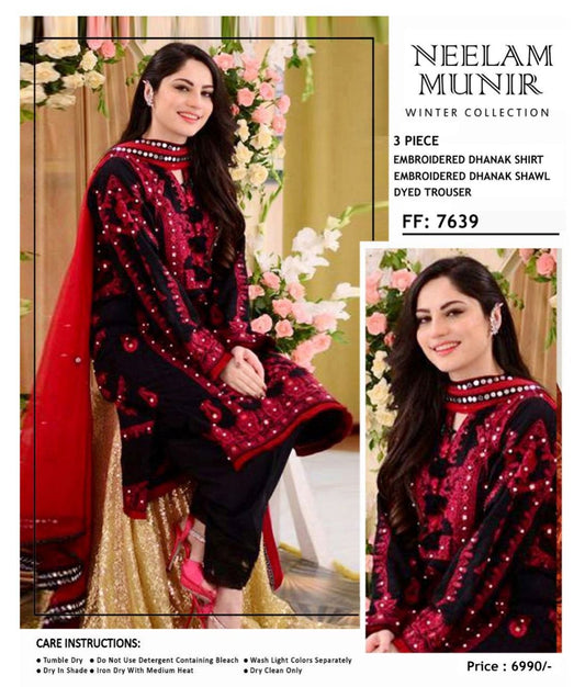 Neelam Munir FF:7639 – Dhanak Embroidered Winter Suit