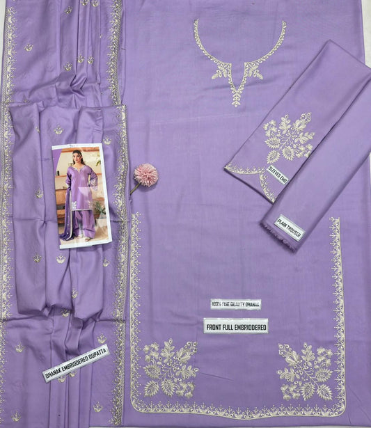 Aneela's 9023 – Dhanak Embroidered Winter 3-Piece Suit