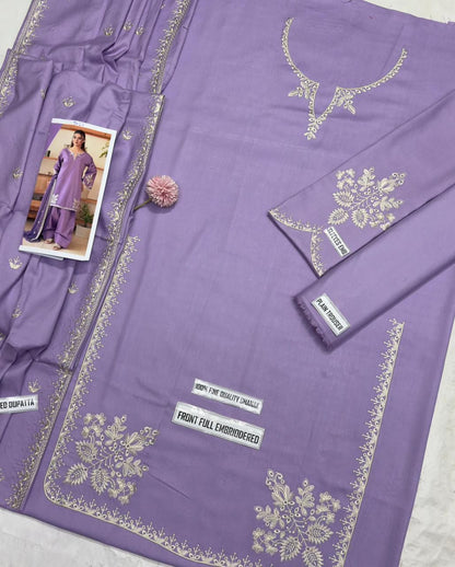 Aneela's 9023 – Dhanak Embroidered Winter 3-Piece Suit