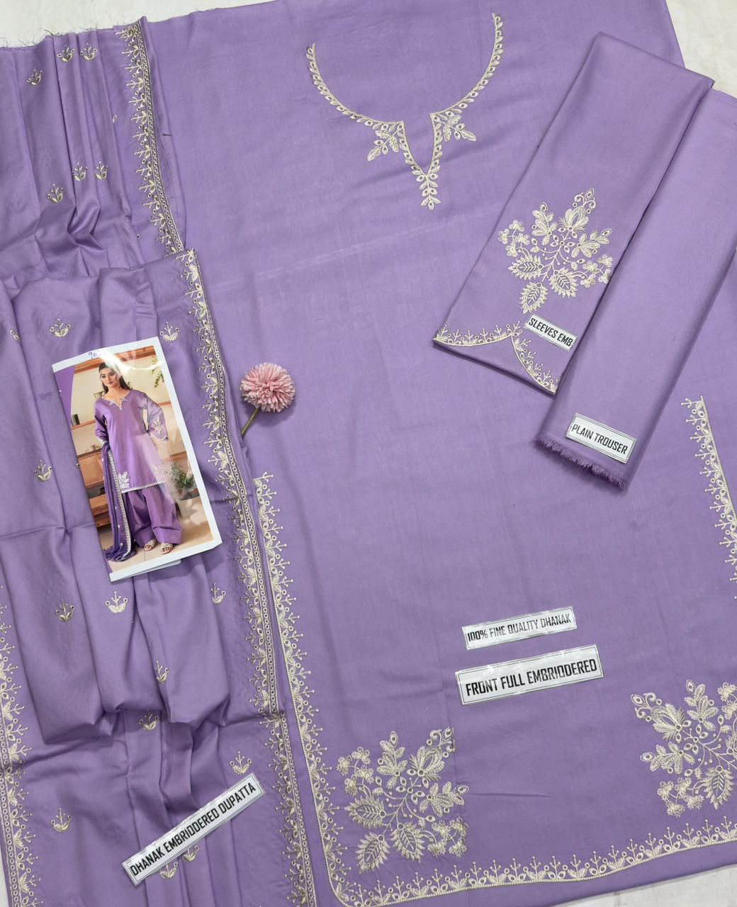 Aneela's 9023 – Dhanak Embroidered Winter 3-Piece Suit