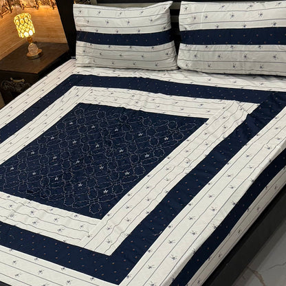 King Size Patchwork Embroidered Bedsheet – Export Quality Cotton