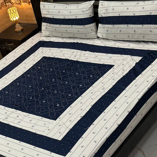 King Size Patchwork Embroidered Bedsheet – Export Quality Cotton