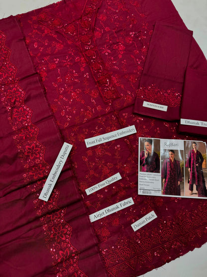 RajBari 1224 | Premium Airjet Dhanak Heavy Embroidery 3-Piece Winter Suit