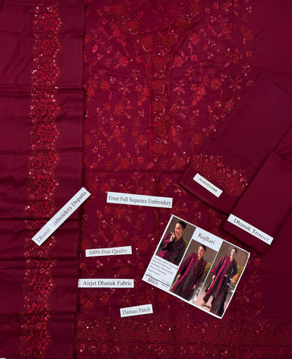 RajBari 1224 | Premium Airjet Dhanak Heavy Embroidery 3-Piece Winter Suit