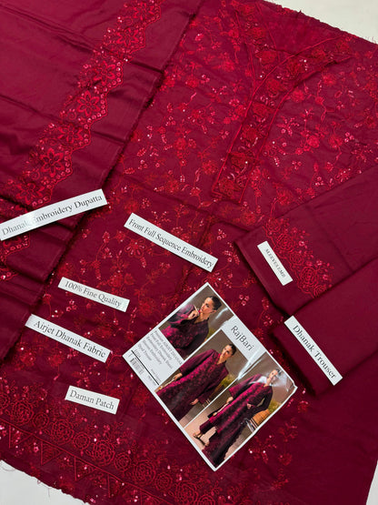 RajBari 1224 | Premium Airjet Dhanak Heavy Embroidery 3-Piece Winter Suit
