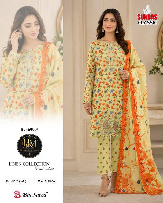 Linen Neck Embroidery Collection 2026 | Printed Dupatta & Trouser