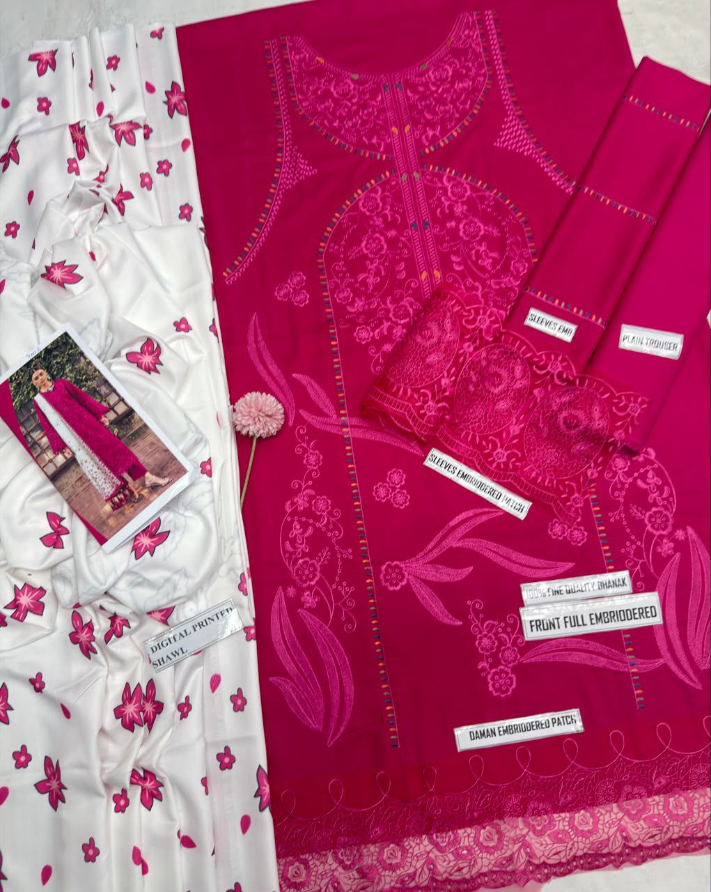 Jazmin 9006 | Premium Dhanak Heavy Embroidery 3-Piece Winter Suit