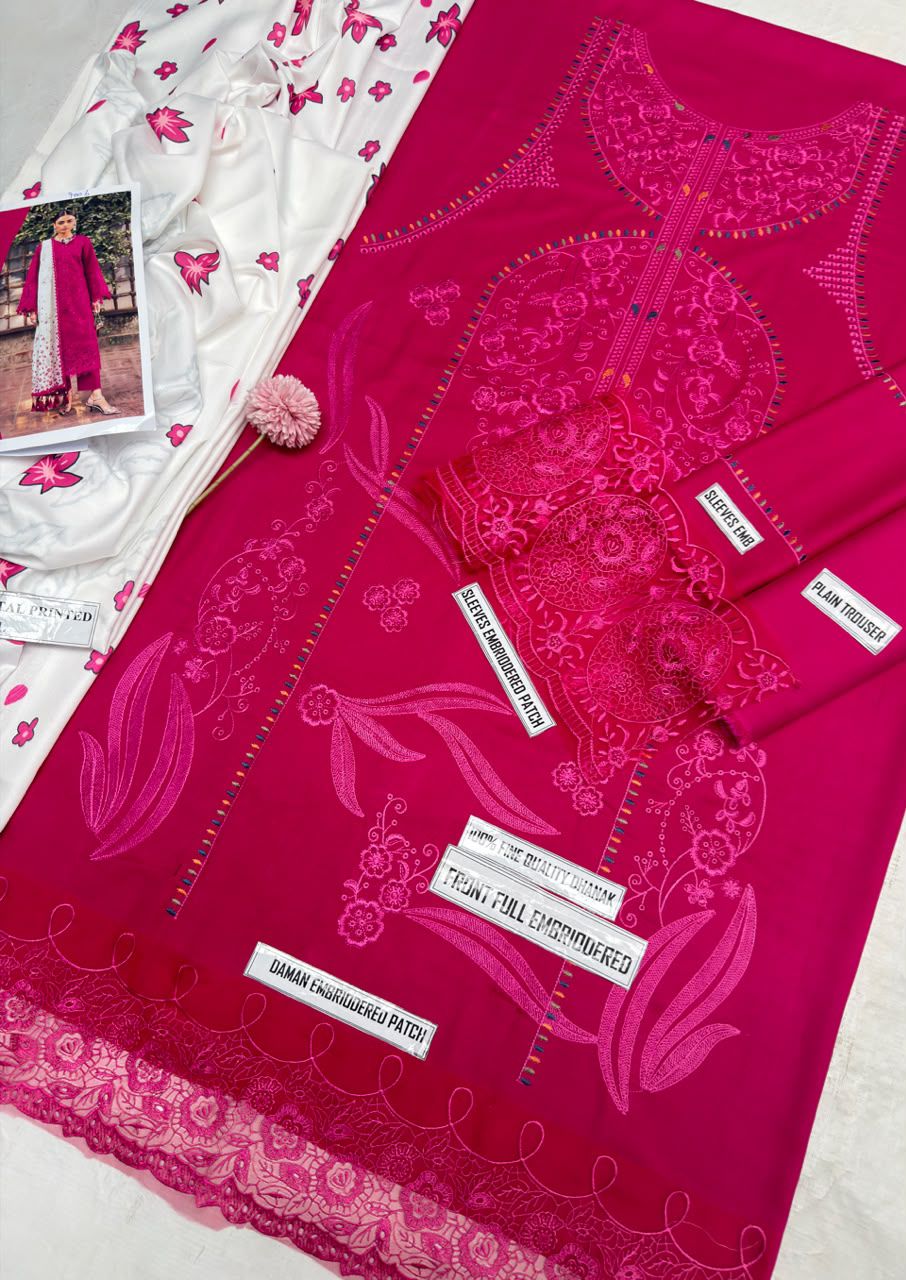 Jazmin 9006 | Premium Dhanak Heavy Embroidery 3-Piece Winter Suit