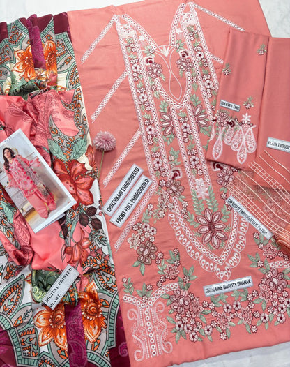 Jade 9021 | Premium Dhanak Chikankari Heavy Embroidery 3-Piece Winter Suit