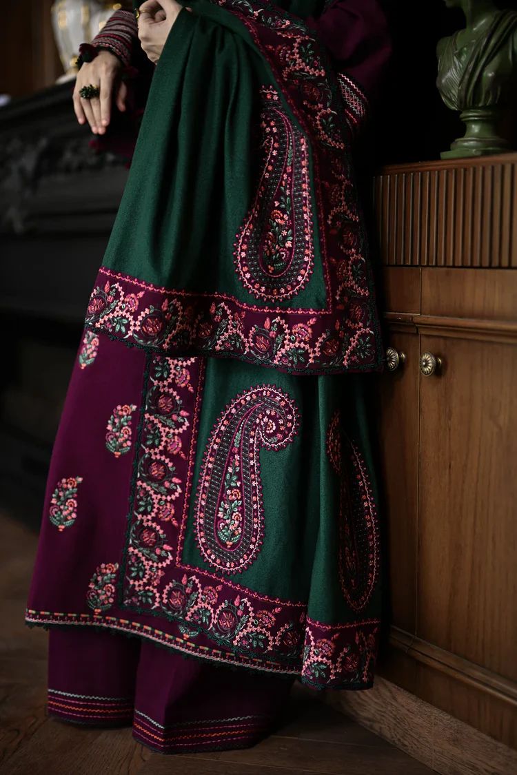 Batik 1377 | Premium Airjet Dhanak Heavy Embroidery 3-Piece Winter Suit