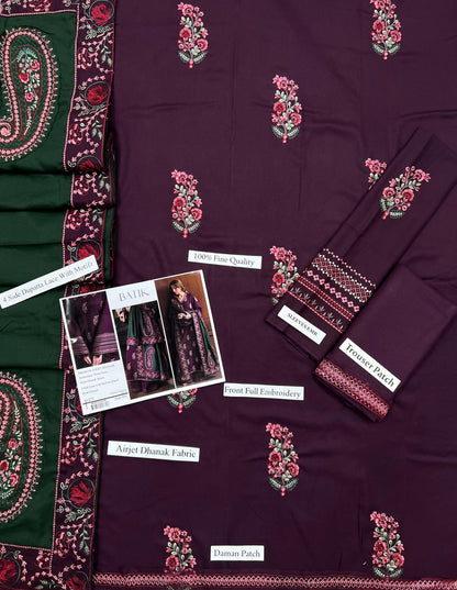 Batik 1377 | Premium Airjet Dhanak Heavy Embroidery 3-Piece Winter Suit