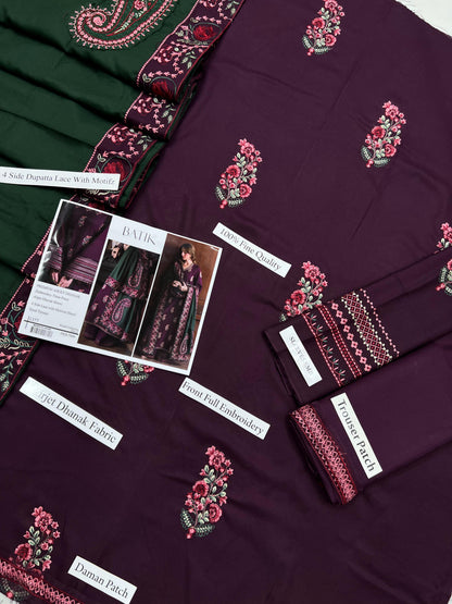 Batik 1377 | Premium Airjet Dhanak Heavy Embroidery 3-Piece Winter Suit