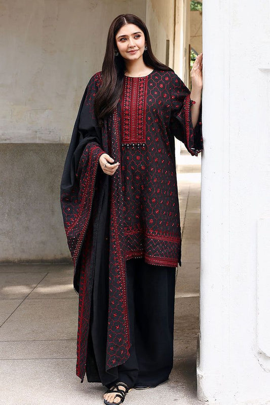 Garnet 1282 | Premium Airjet Dhanak Heavy Embroidery 3-Piece Winter Suit