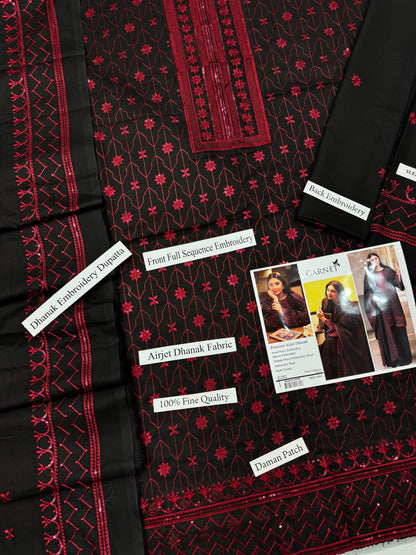 Garnet 1282 | Premium Airjet Dhanak Heavy Embroidery 3-Piece Winter Suit