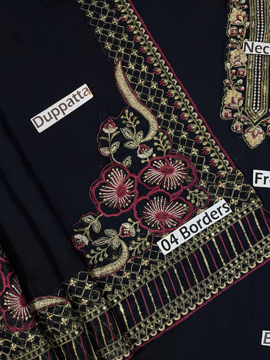 Ahmozi Iznik Premium Chiffon Embroidered Unstitched Suit
