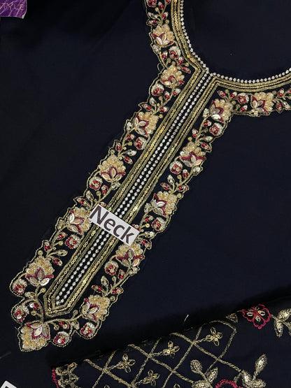 Ahmozi Iznik Premium Chiffon Embroidered Unstitched Suit