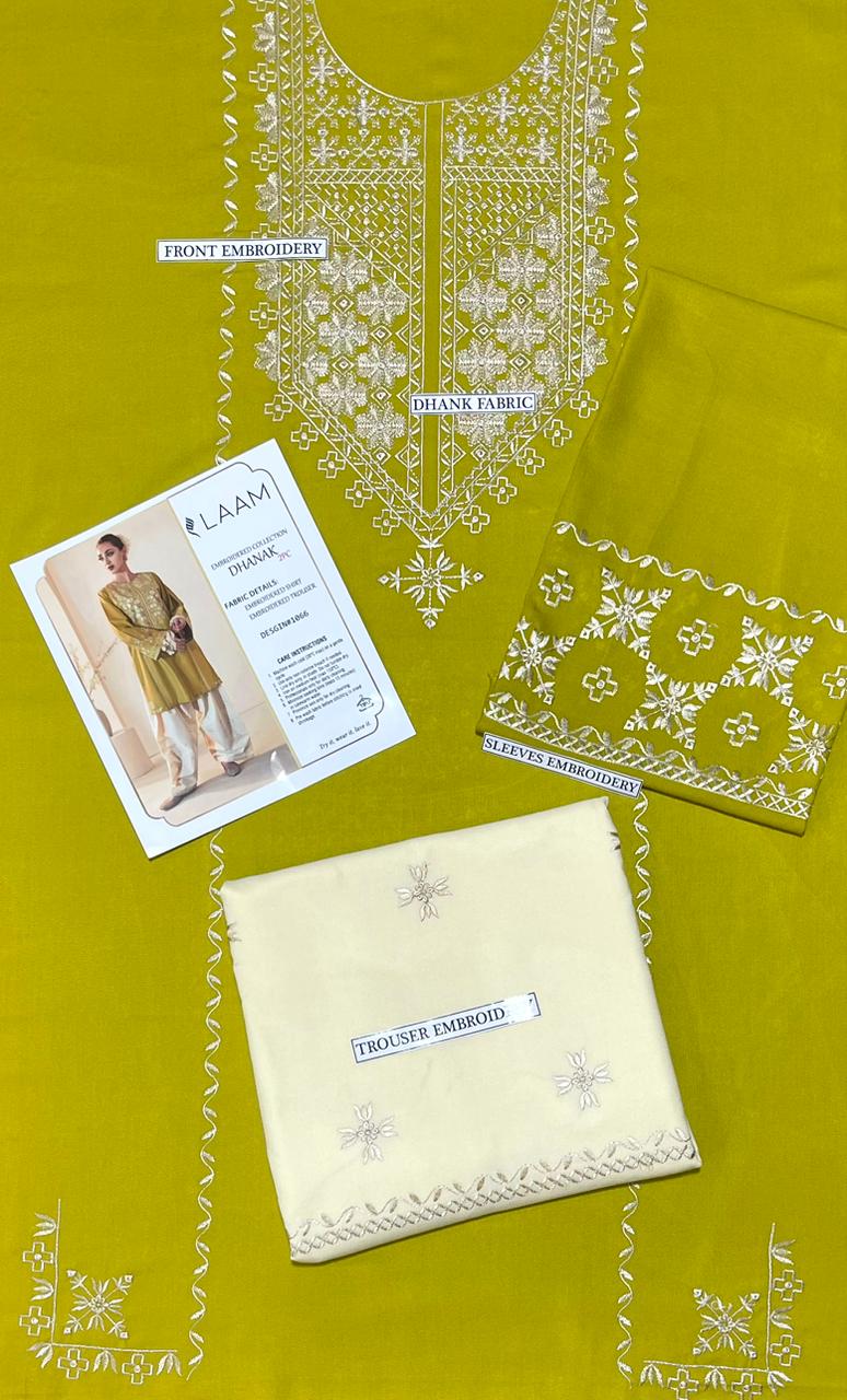 LAAM Pure Dhanak Embroidered 2PC Suit – Winter Collection