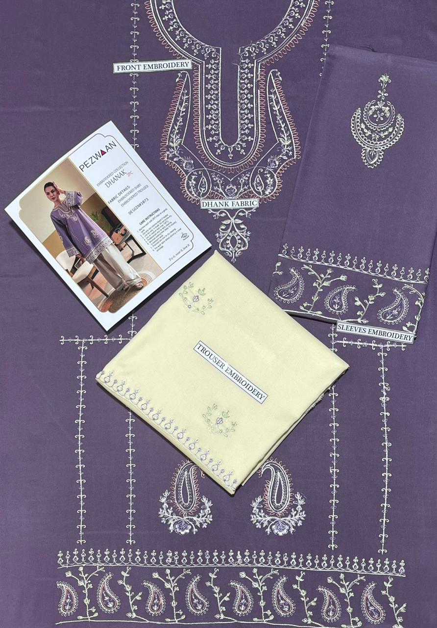 Pezwaan Pure Dhanak Embroidered 2PC Suit – Winter Collection