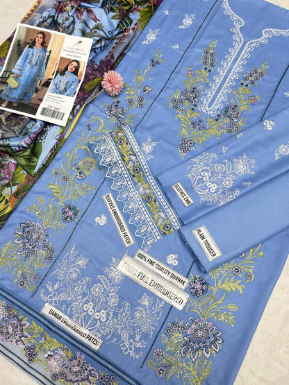 Qalamkar Embroidered Dhanak Suit – Code 480