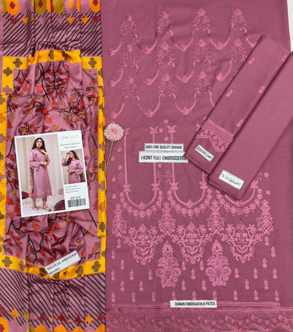 Limelight Embroidered Dhanak Suit – Code 414
