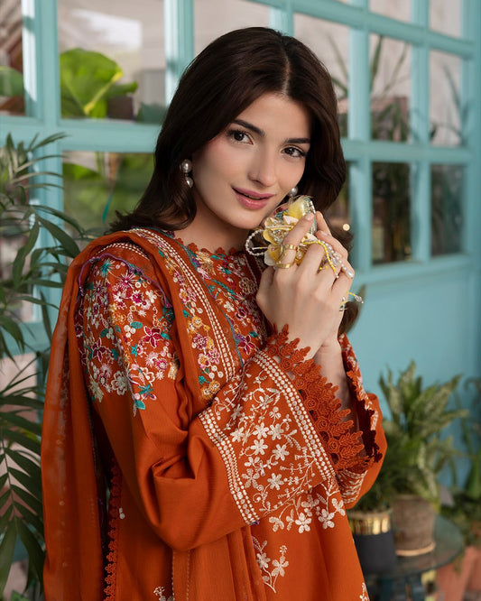Omal Embroidered Dhanak Suit – Code 2713