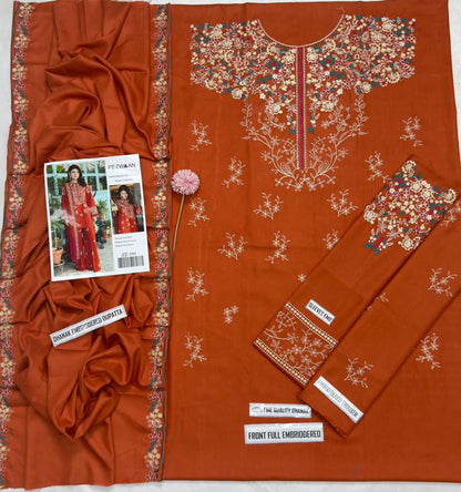 Omal Embroidered Dhanak Suit – Code 2713