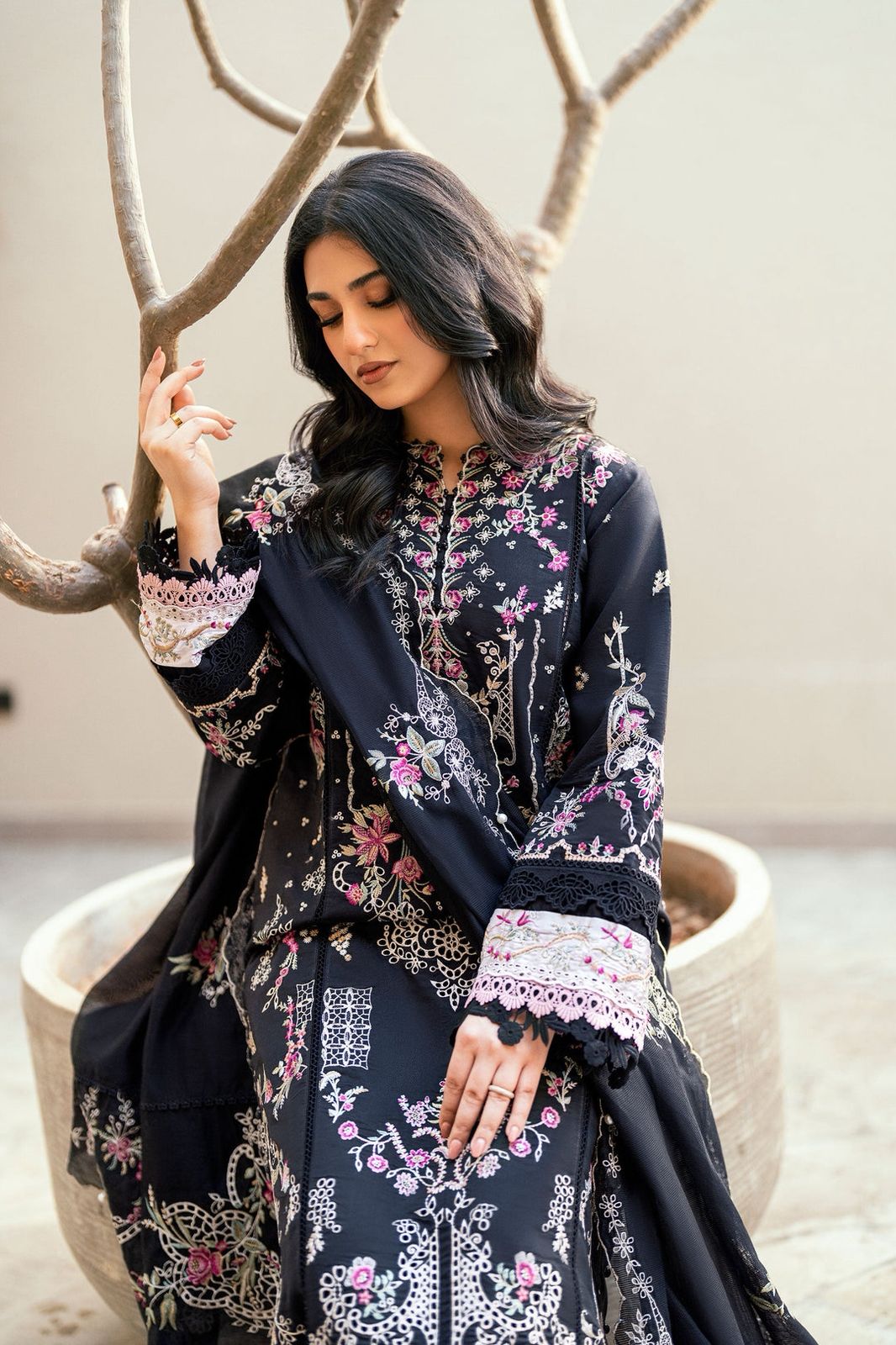Florent Chikankari Embroidered Dhanak Suit – Code 584
