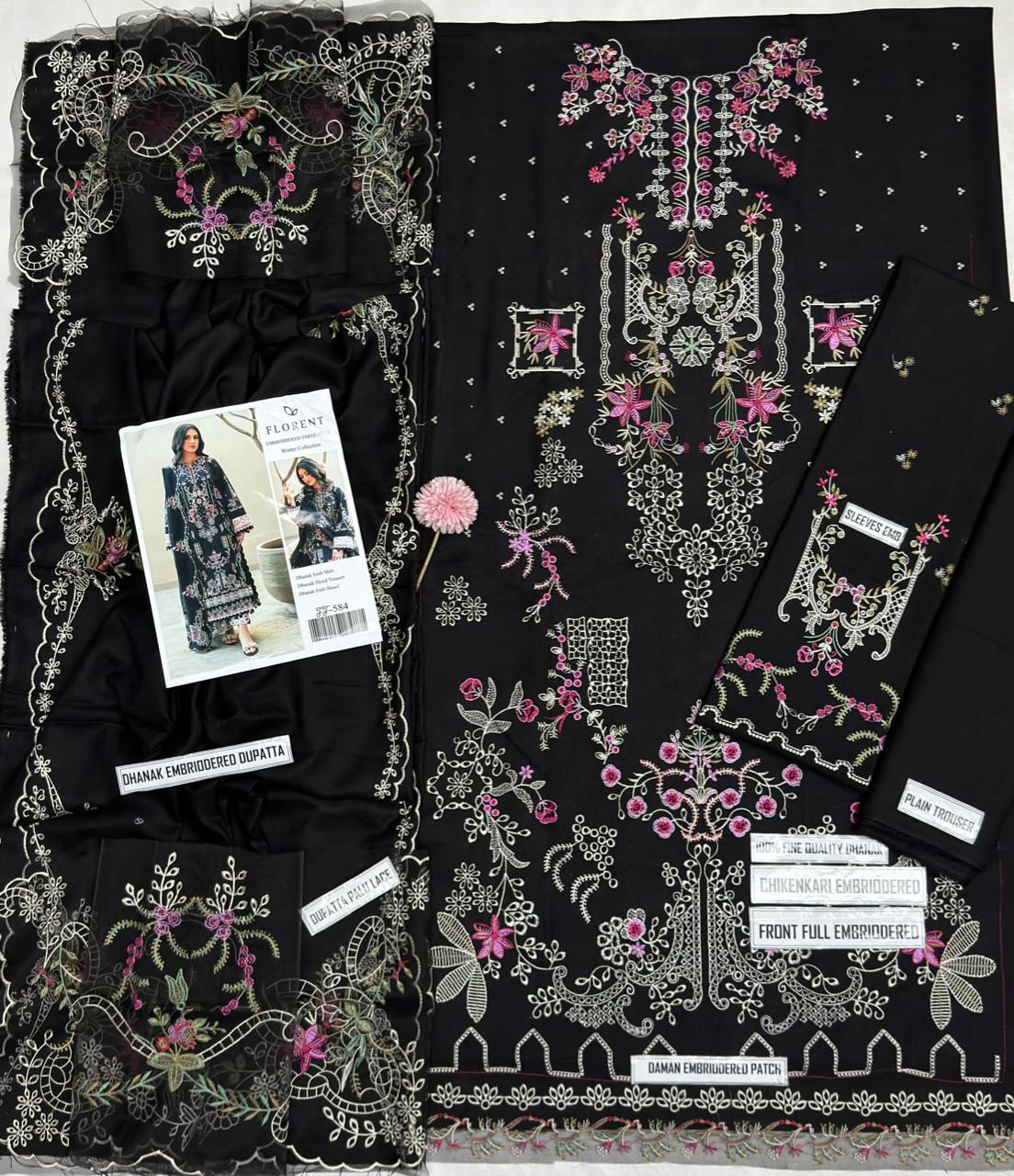 Florent Chikankari Embroidered Dhanak Suit – Code 584