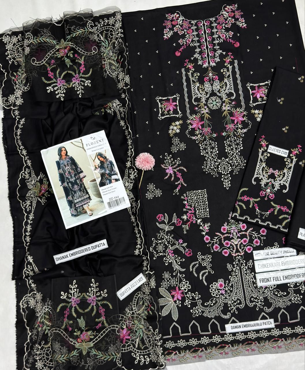 Florent Chikankari Embroidered Dhanak Suit – Code 584