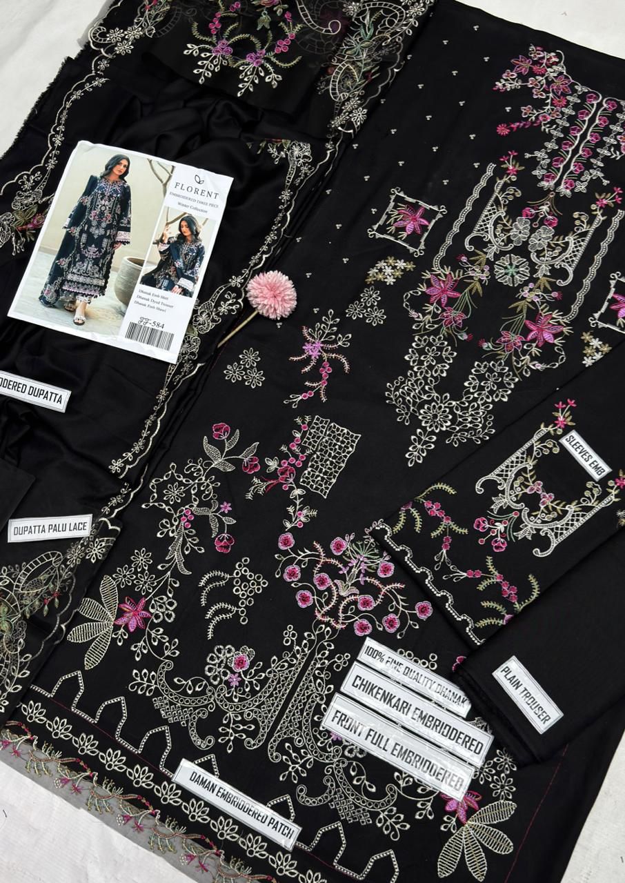 Florent Chikankari Embroidered Dhanak Suit – Code 584