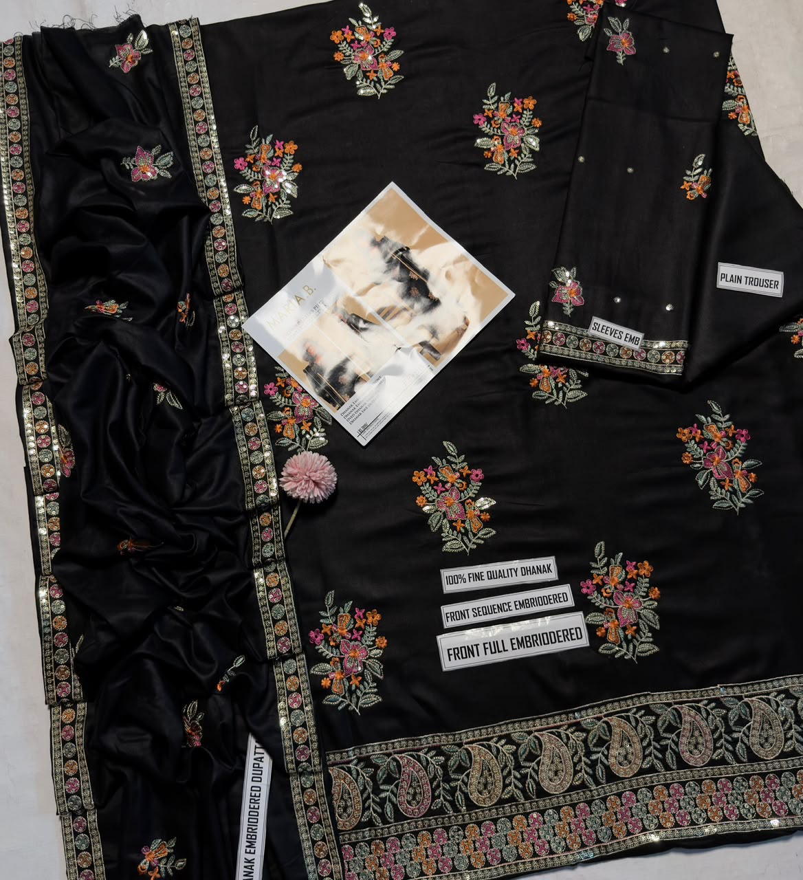 Maria B Dhanak Embroidered Suit 2715 – Black | Winter Collection 2026-27