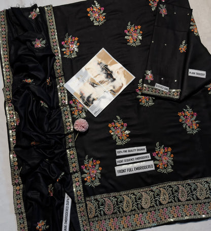 Maria B Dhanak Embroidered Suit 2715 – Black | Winter Collection 2026-27