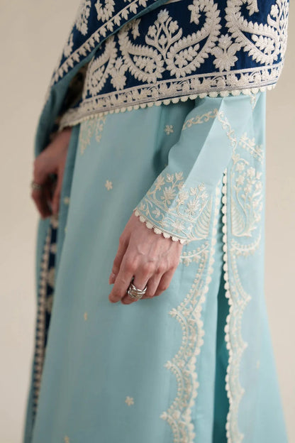 Zaib 9024 Dhanak Embroidered Suit – Sky Blue | Winter Collection 2026-27