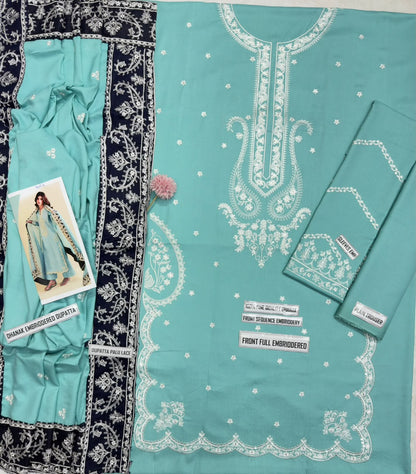 Zaib 9024 Dhanak Embroidered Suit – Sky Blue | Winter Collection 2026-27