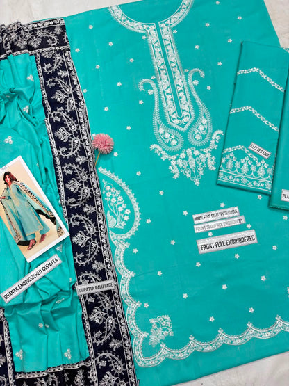 Zaib 9024 Dhanak Embroidered Suit – Sky Blue | Winter Collection 2026-27