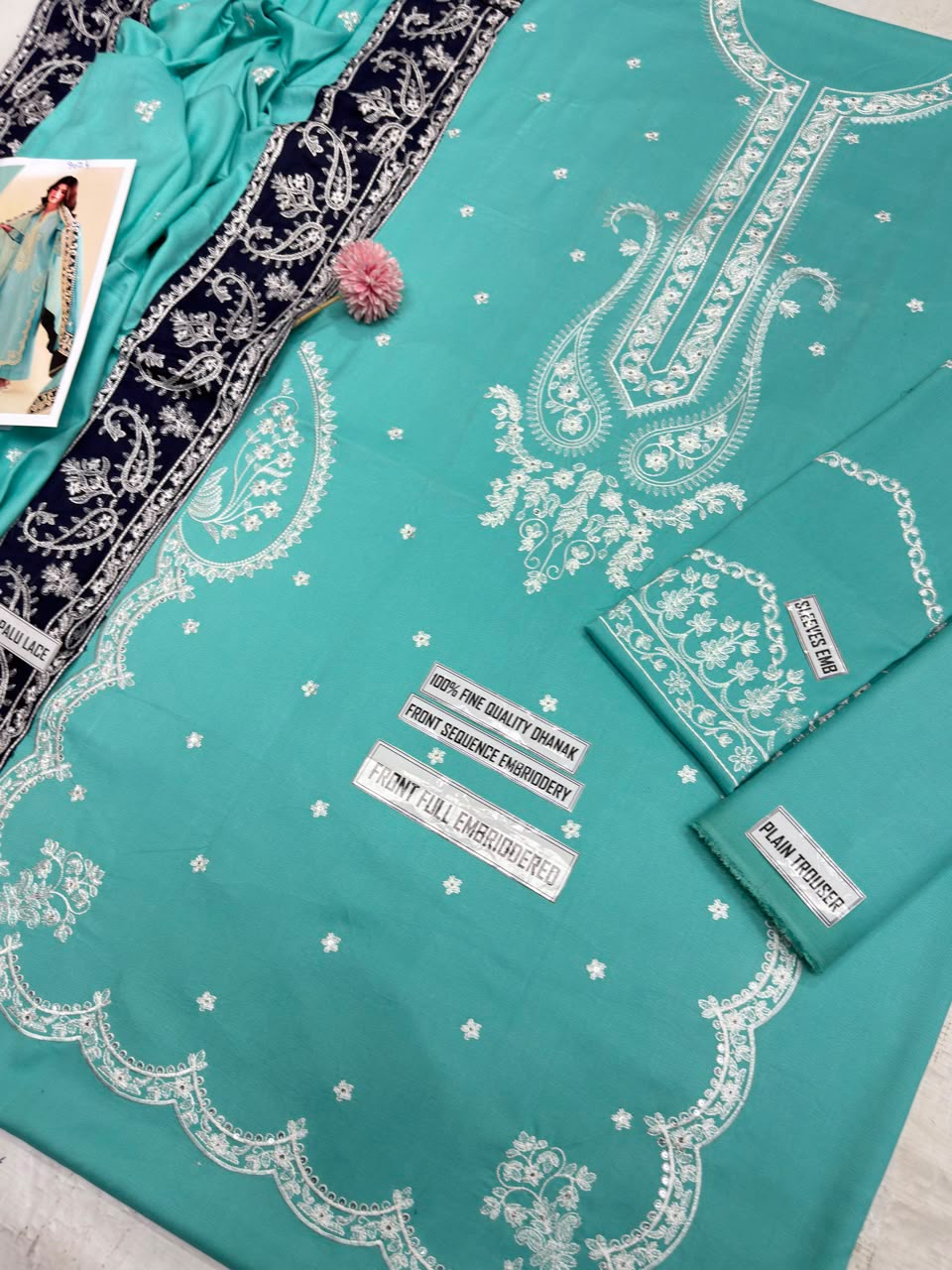 Zaib 9024 Dhanak Embroidered Suit – Sky Blue | Winter Collection 2026-27