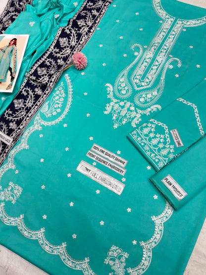 Zaib 9024 Dhanak Embroidered Suit – Sky Blue | Winter Collection 2026-27