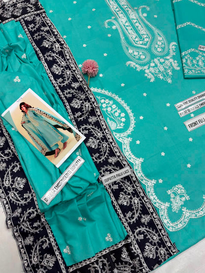 Zaib 9024 Dhanak Embroidered Suit – Sky Blue | Winter Collection 2026-27