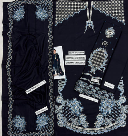 Jugnu 9016 Dhanak Embroidered Suit – Navy Blue | Winter Collection 2026-27