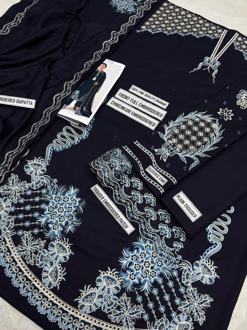 Jugnu 9016 Dhanak Embroidered Suit – Navy Blue | Winter Collection 2026-27