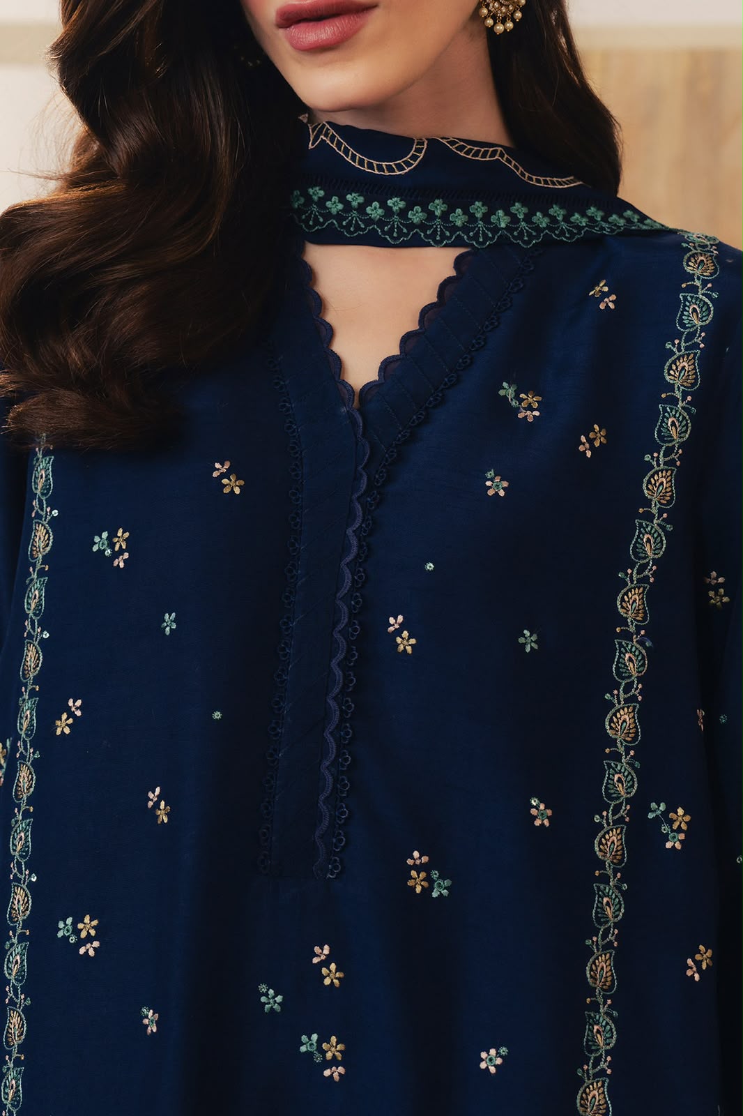 Ziva 9011 Dhanak Embroidered Suit – Navy Blue | Winter Collection 2026-27
