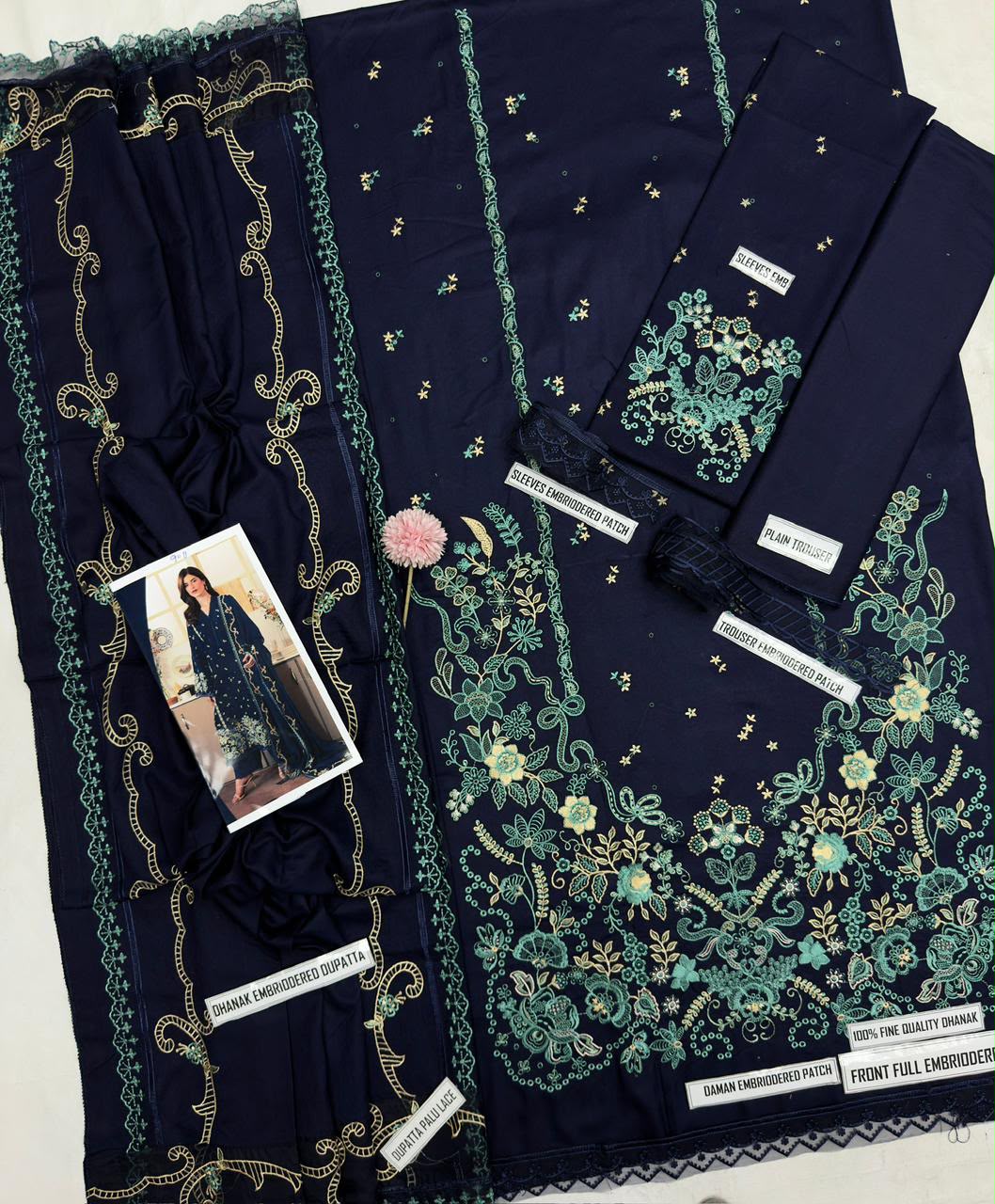 Ziva 9011 Dhanak Embroidered Suit – Navy Blue | Winter Collection 2026-27