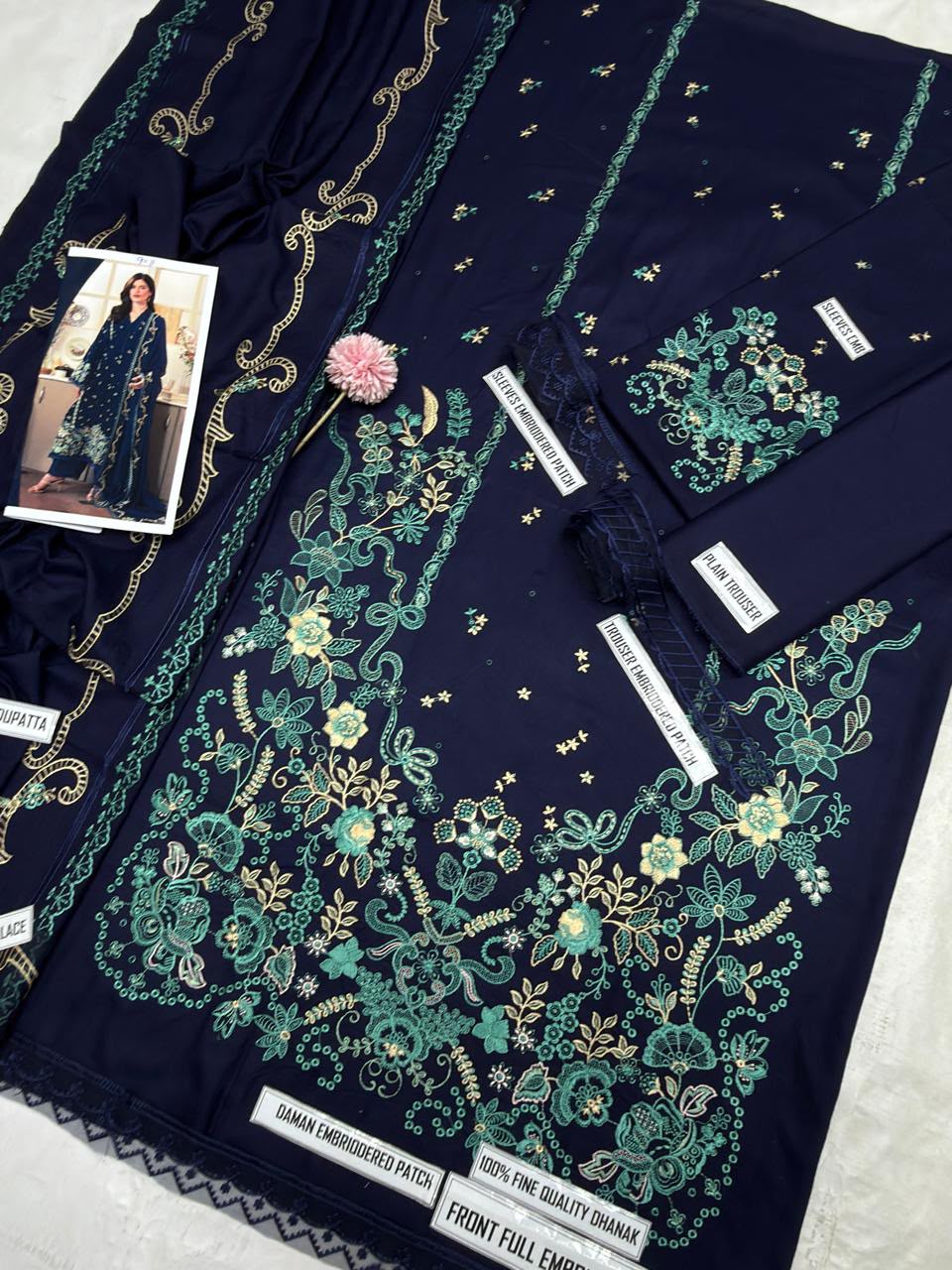 Ziva 9011 Dhanak Embroidered Suit – Navy Blue | Winter Collection 2026-27