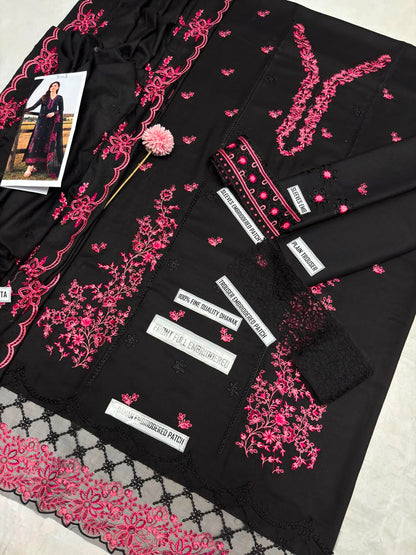 Azure 9017 Dhanak Embroidered Suit – Black | Winter Collection 2026-27
