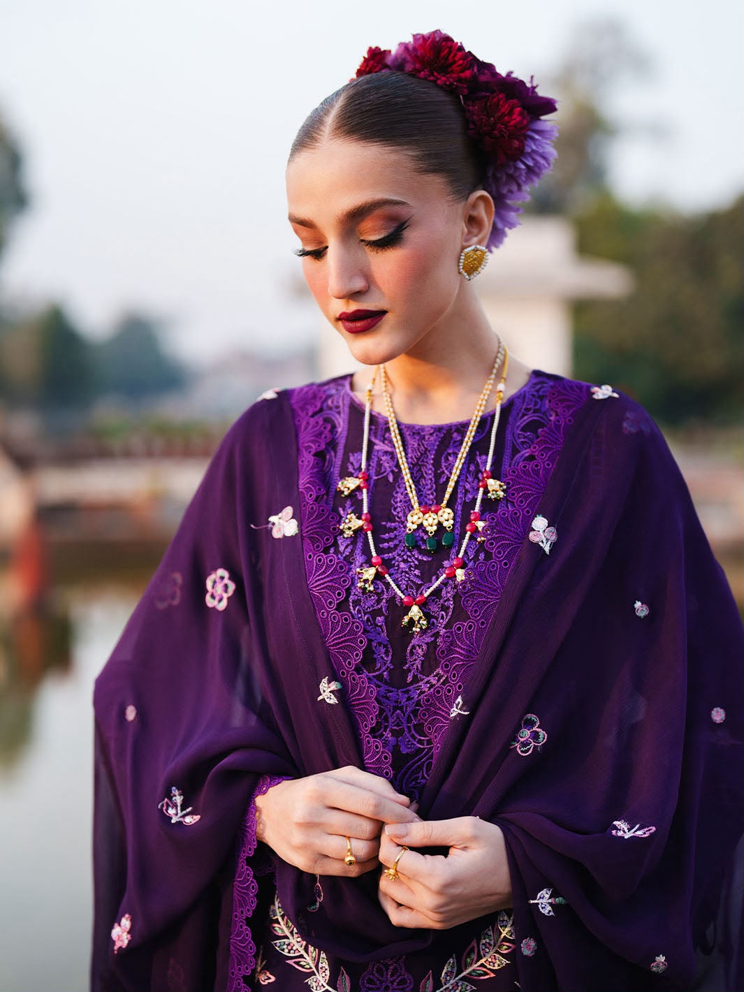 Mahnur 9005 Dhanak Embroidered Suit – Purple | Winter Collection 2026-27